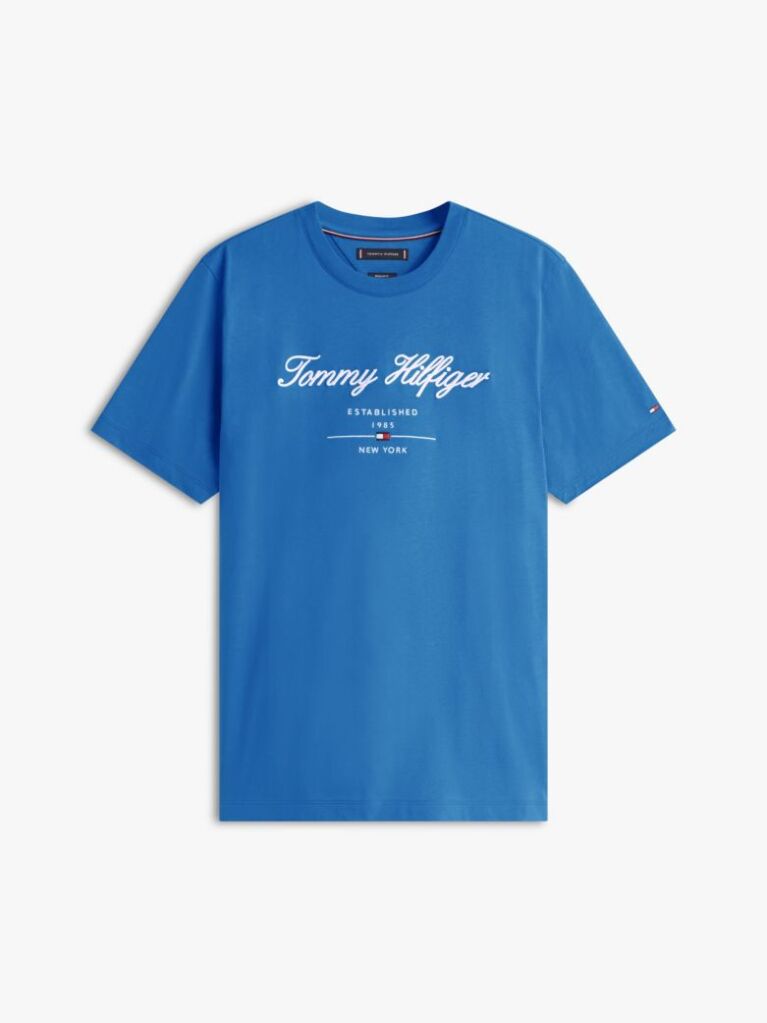 Blue Tricou Cu Logo Script  Barbati