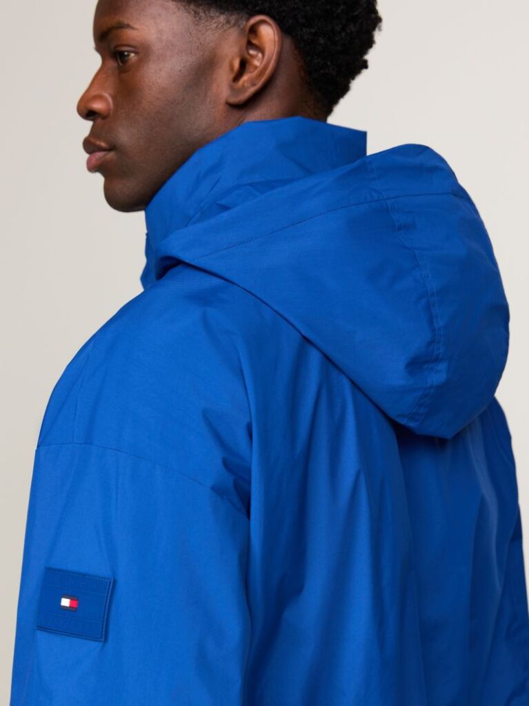Blue Stand Collar Water Resistant Reversible Windbreaker Jacket  Men