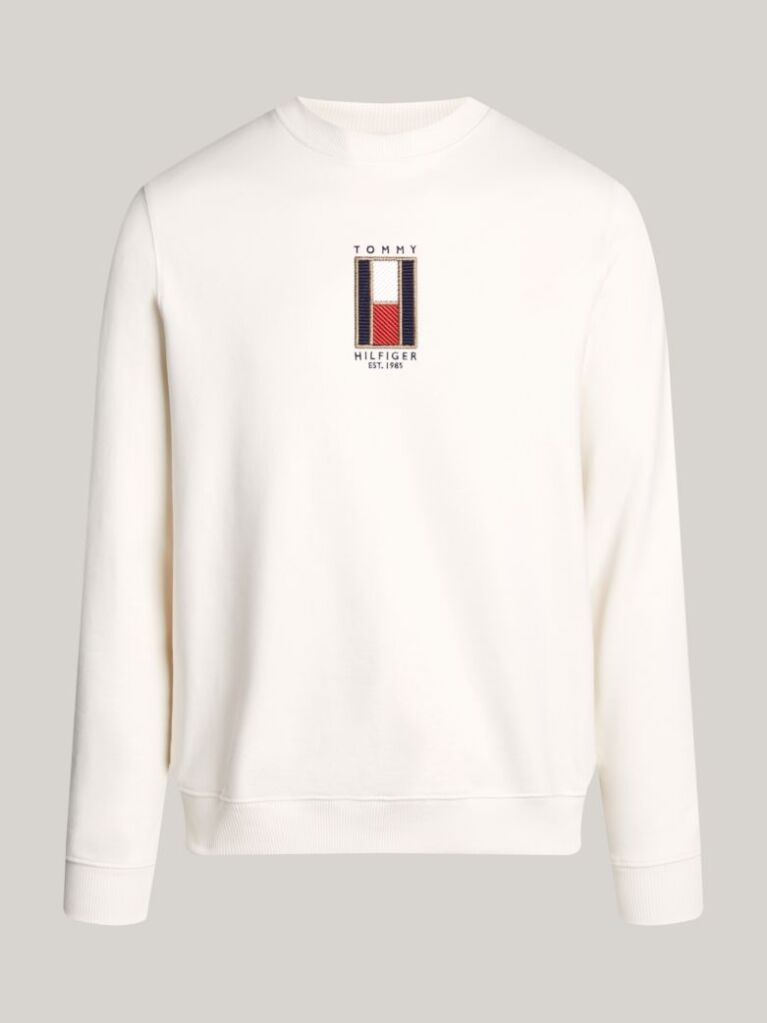Beige Vertical Flag Embroidery Sweatshirt  Men