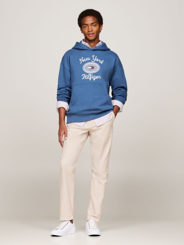 Blue Logo Embroidery Hoody  Men