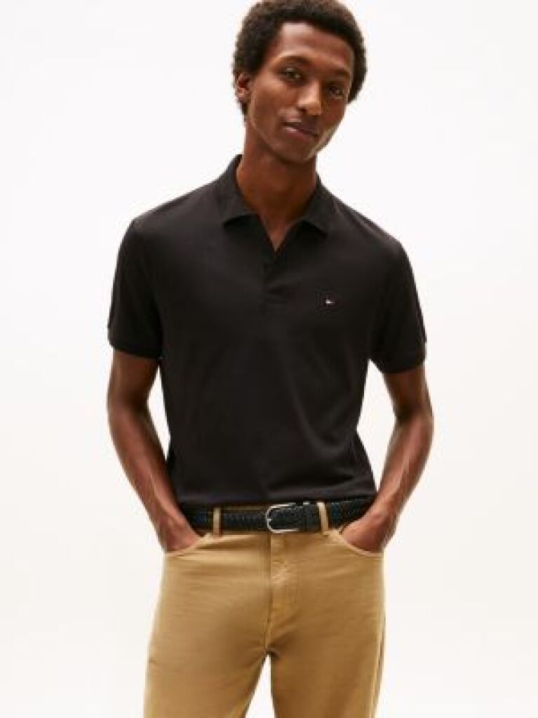 Black Essential Flag Embroidery Regular Polo  Men