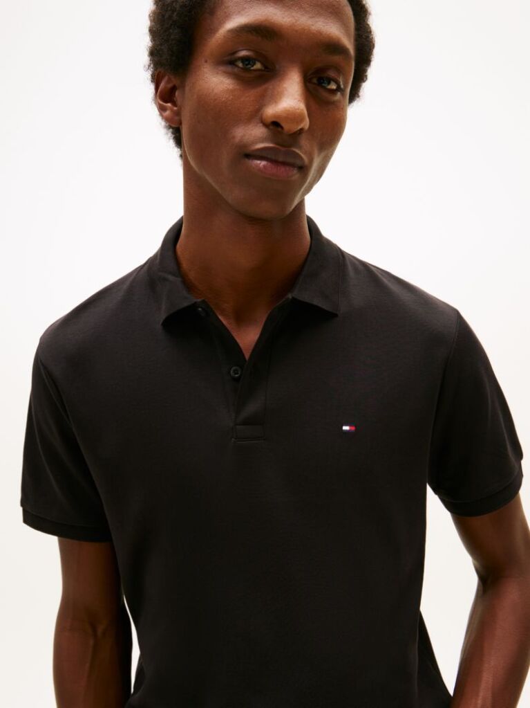 Black Essential Flag Embroidery Regular Polo  Men
