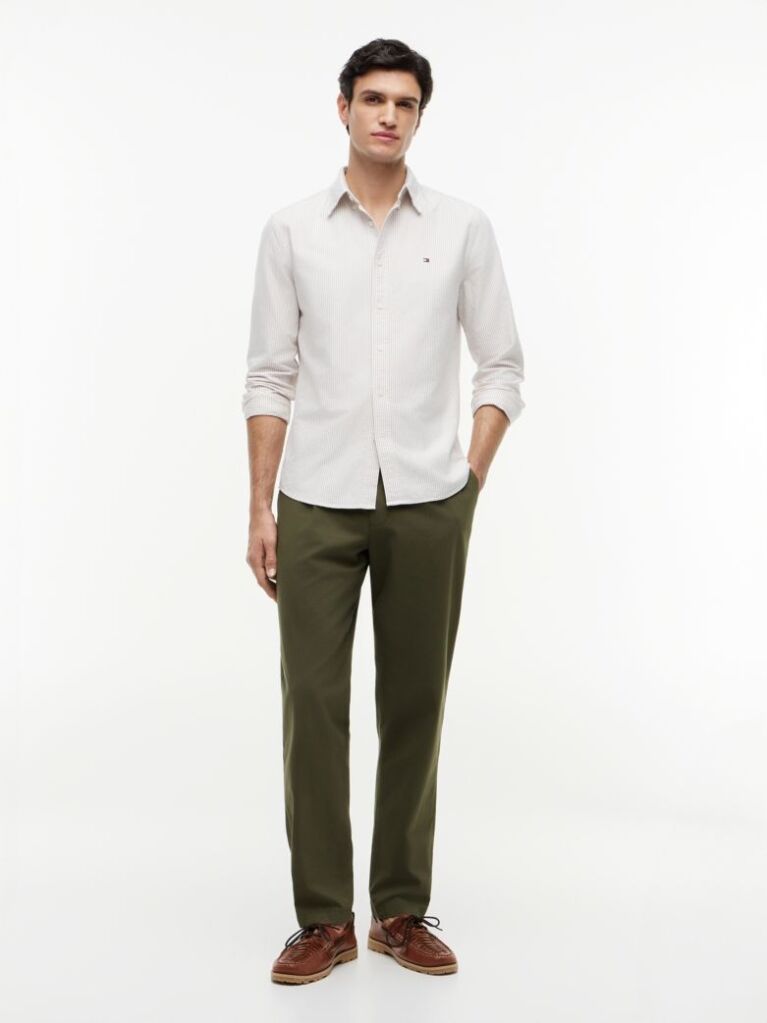 Bej Camasa Oxford Regular Fit Cu Dungi  Barbati