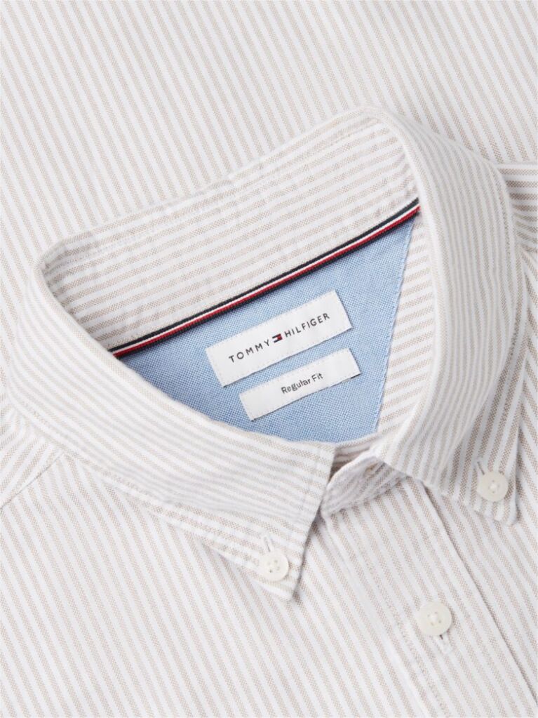Bej Camasa Oxford Regular Fit Cu Dungi  Barbati