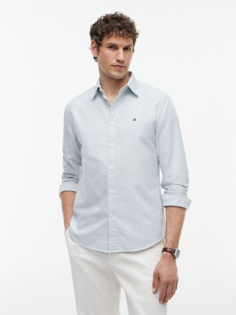 Blue Camasa Oxford Regular Fit Cu Dungi  Barbati