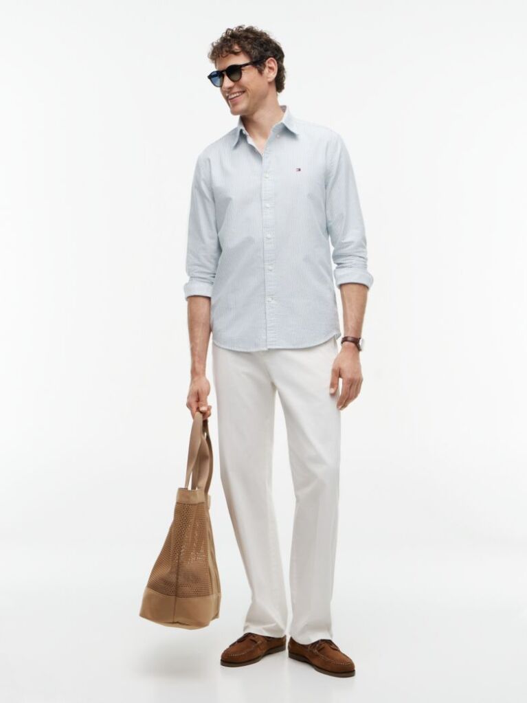 Blue Camasa Oxford Regular Fit Cu Dungi  Barbati