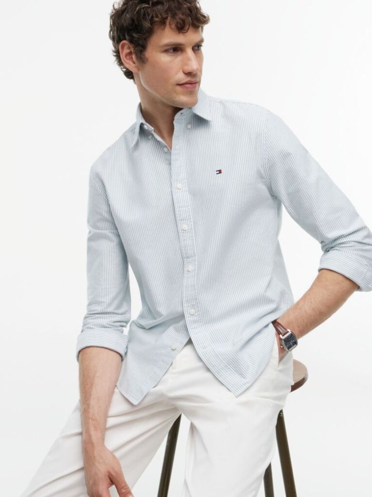 Blue Camasa Oxford Regular Fit Cu Dungi  Barbati