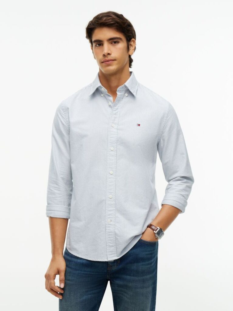 Blue Heritage Stripe Regular Fit Oxford Shirt  Men