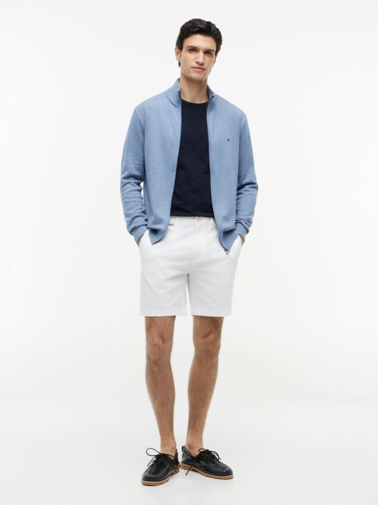 Blue Jumper Cu Guler Inalt Si Fermoar  Barbati