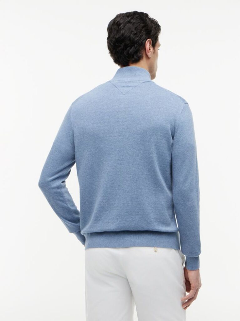 Blue Jumper Cu Guler Inalt Si Fermoar  Barbati