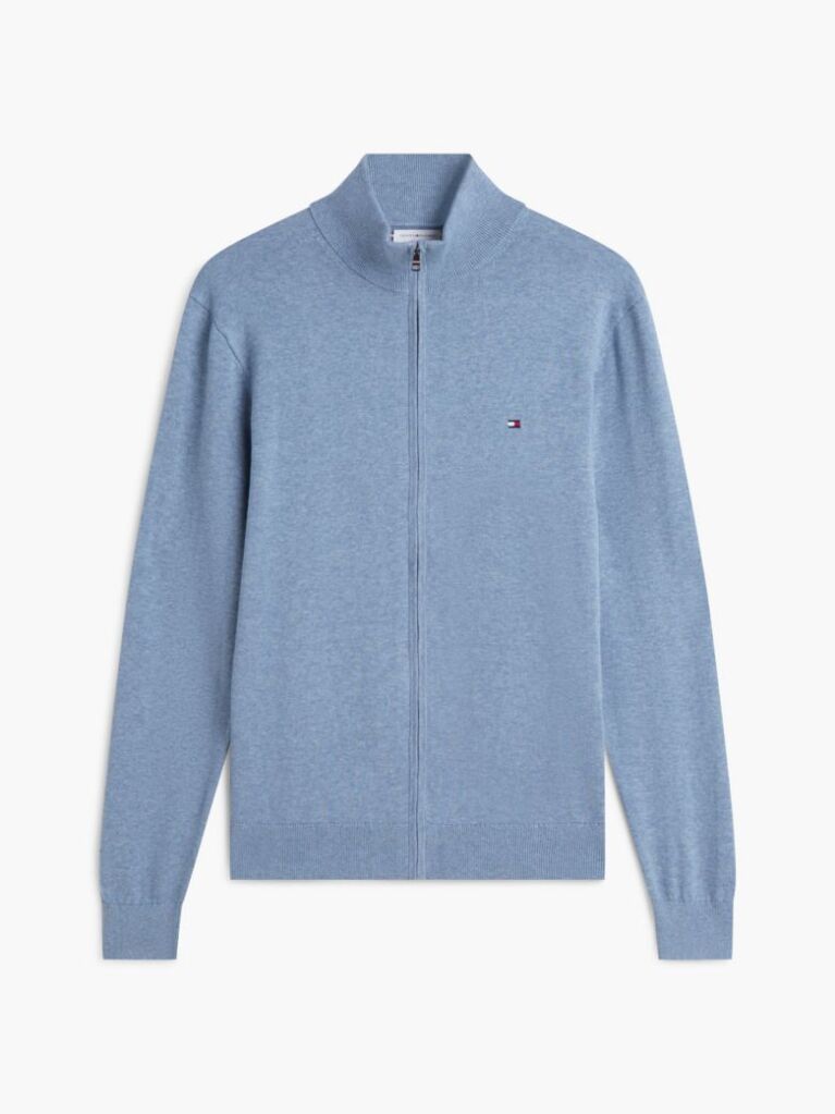 Blue Jumper Cu Guler Inalt Si Fermoar  Barbati