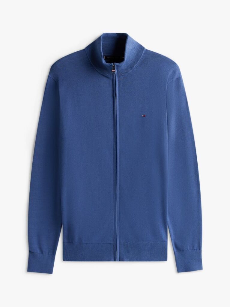 Blue Jumper Cu Guler Inalt Si Fermoar  Barbati