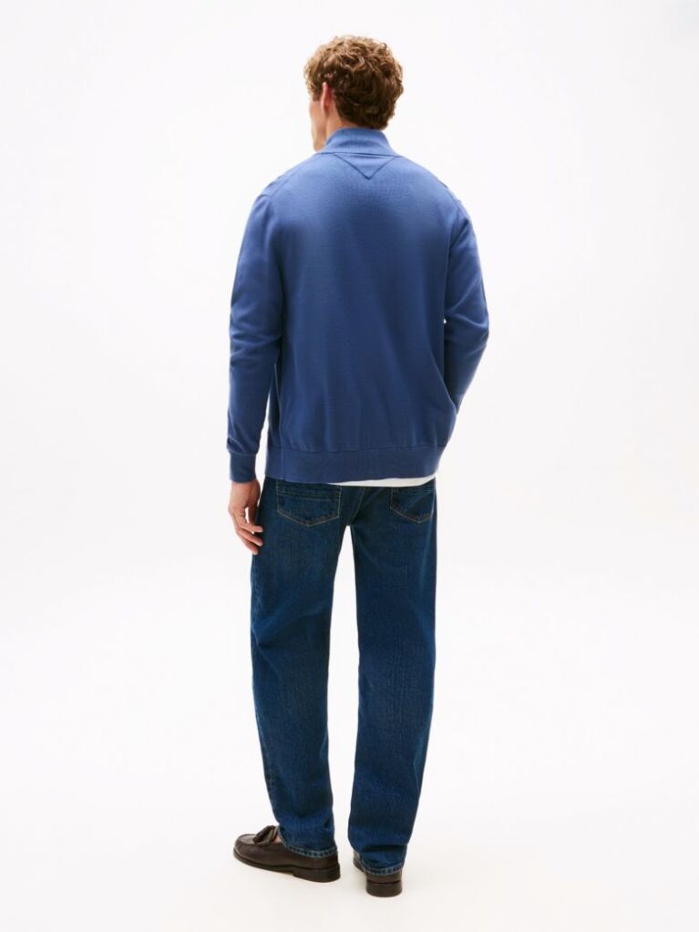 Blue Jumper Cu Guler Inalt Si Fermoar  Barbati