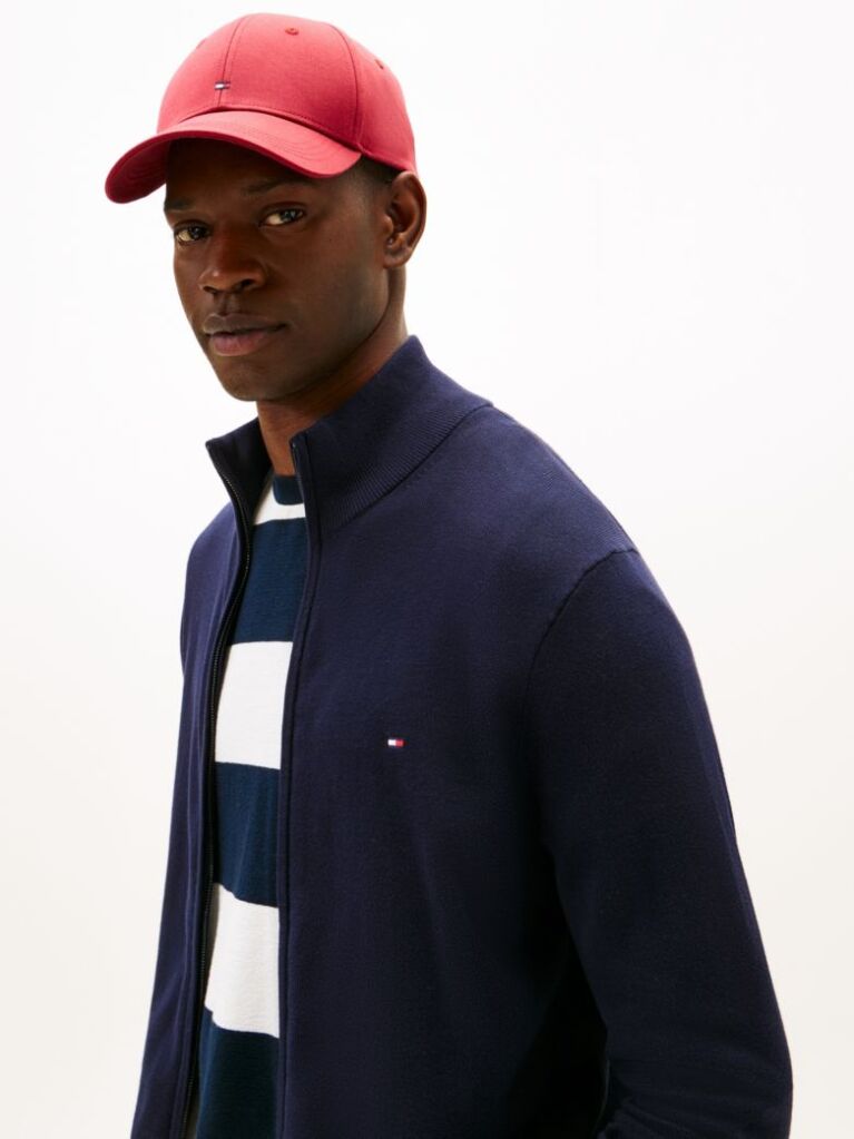 Blue Mock Turtleneck Zip-Thru Jumper  Men