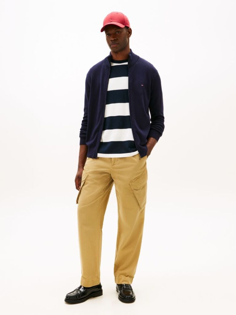 Blue Mock Turtleneck Zip-Thru Jumper  Men