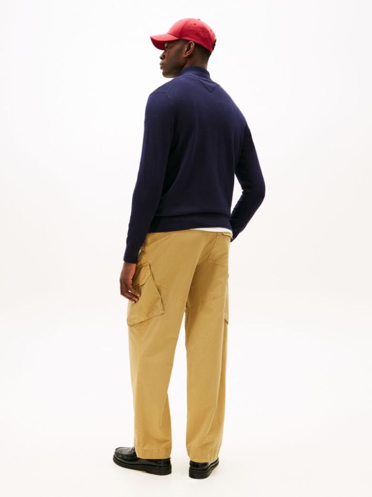 Blue Mock Turtleneck Zip-Thru Jumper  Men