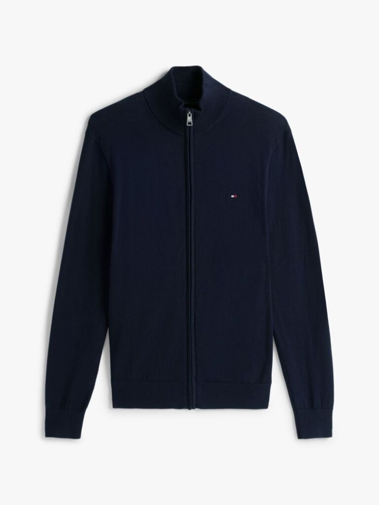 Blue Mock Turtleneck Zip-Thru Jumper  Men