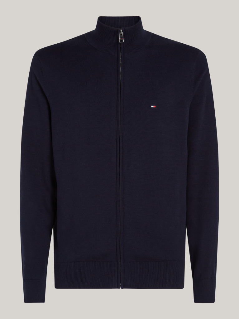 Blue Mock Turtleneck Zip-Thru Jumper  Men