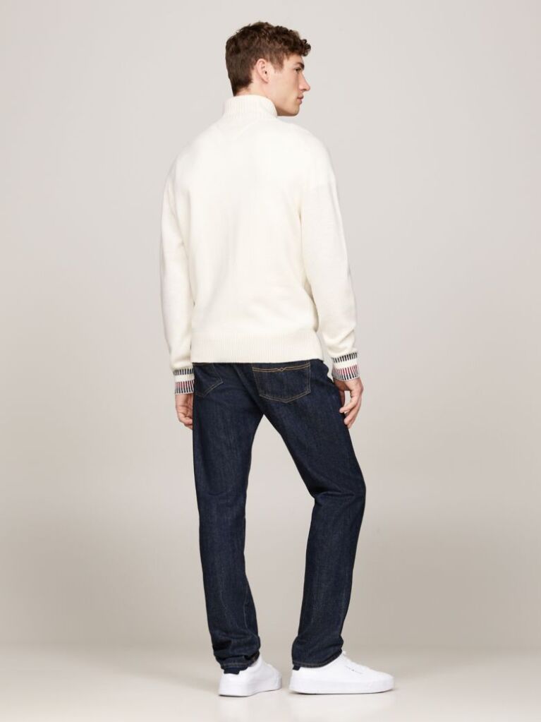 White Wool Rich Relaxed Zip-Thru Jumper  Men