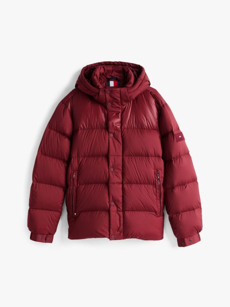Rosu Jacheta Puffer Cu Gluga  Barbati