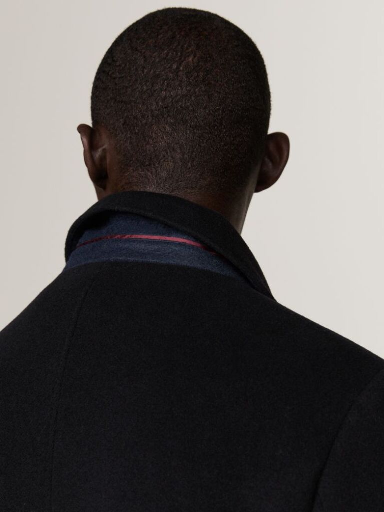 Black Smart Casual Wool Rich Coat  Men