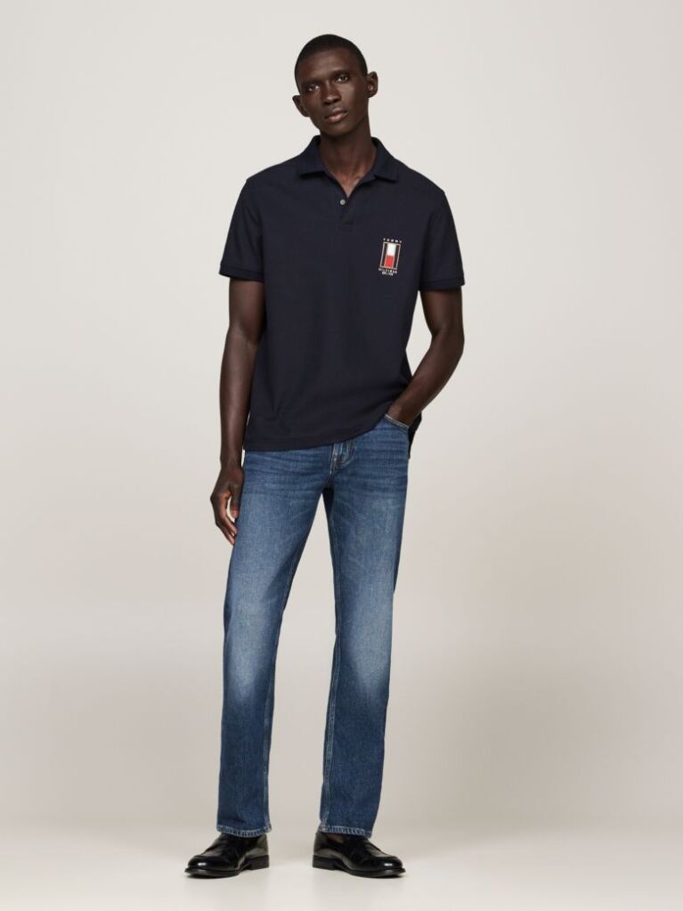 Blue Regular Vertical Flag Polo Shirt  Men