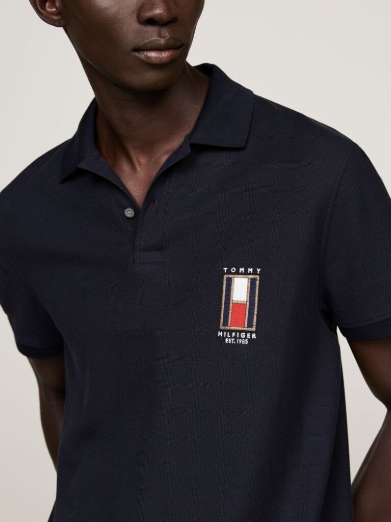 Blue Regular Vertical Flag Polo Shirt  Men