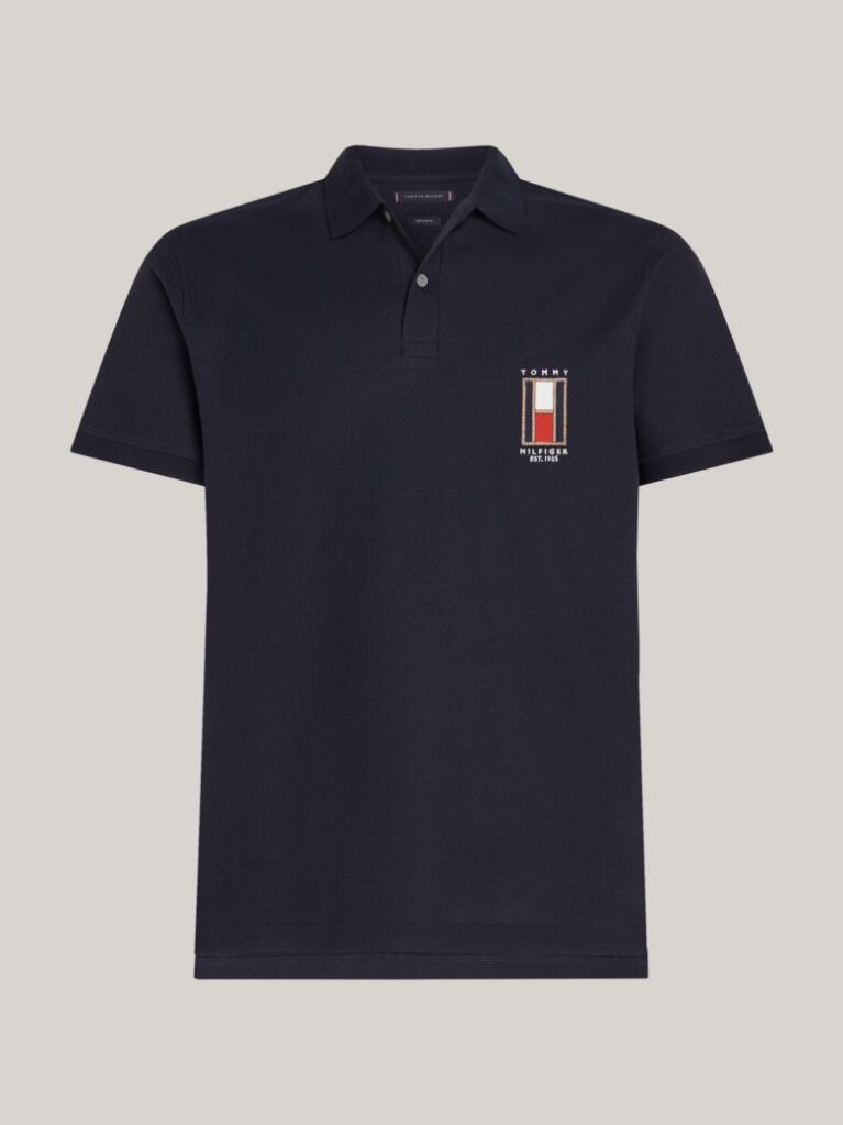 Blue Regular Vertical Flag Polo Shirt  Men