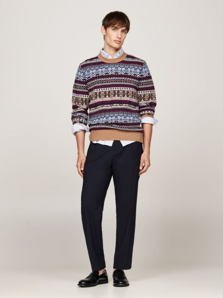Multi Fair Isle Wool Rich Jumper  Men