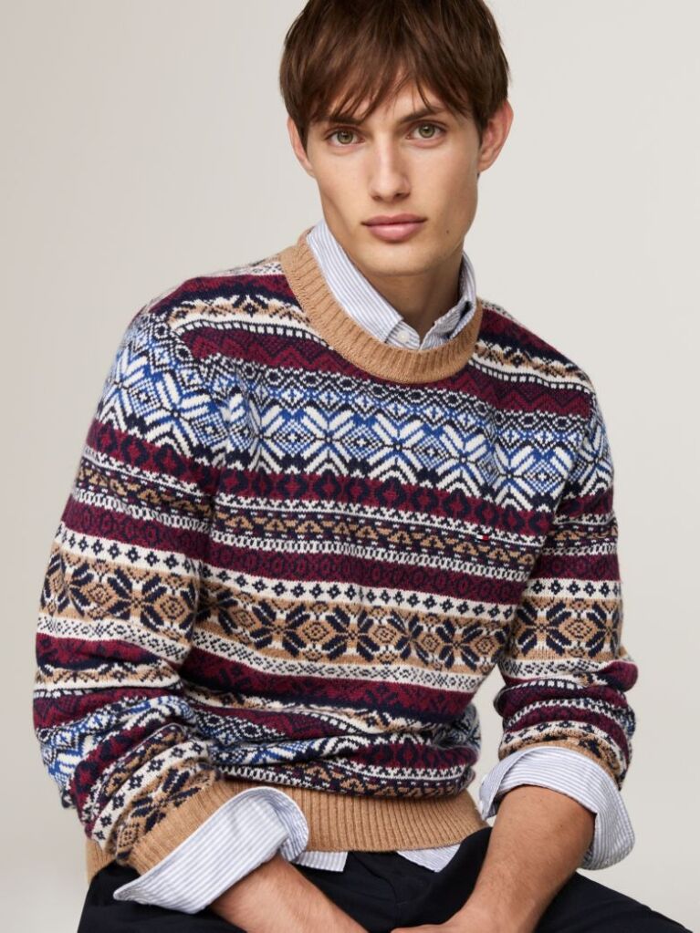 Multi Fair Isle Wool Rich Jumper  Men