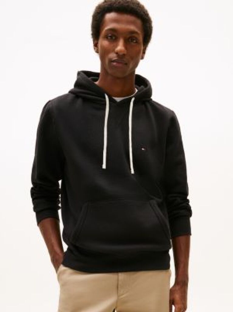 Negru Hanorac Fleece Cu Guga Cu Snur  Barbati