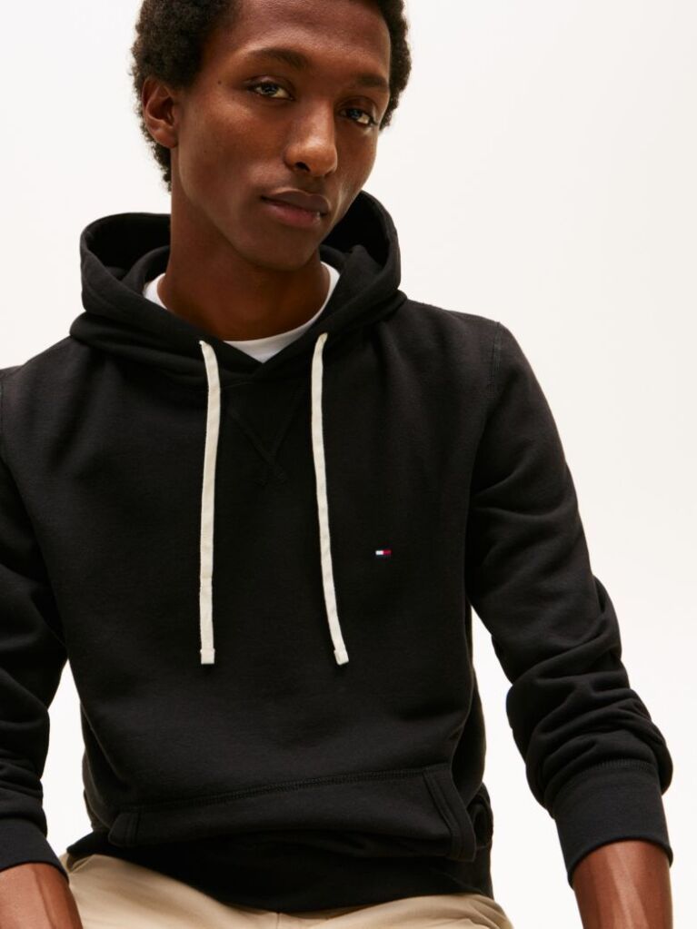 Negru Hanorac Fleece Cu Guga Cu Snur  Barbati