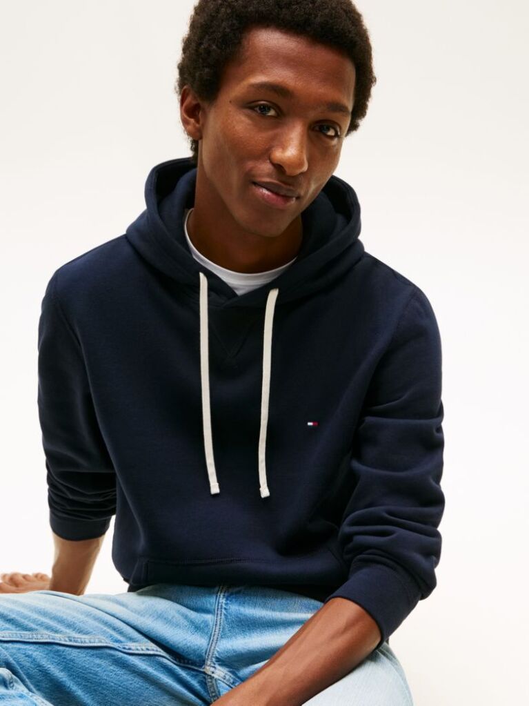 Blue Hanorac Fleece Cu Guga Cu Snur  Barbati