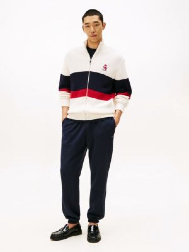 Blue Pantaloni Joggers Din Fleece Cu Mansete  Barbati