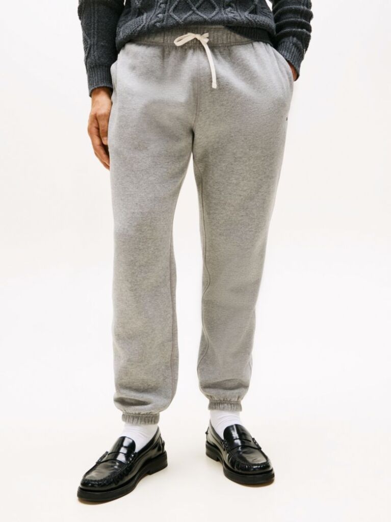 Gri Pantaloni Joggers Din Fleece Cu Mansete  Barbati
