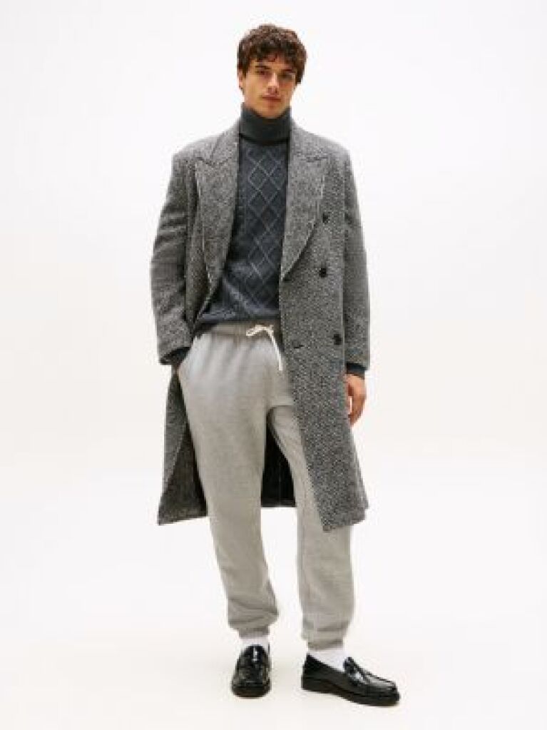 Gri Pantaloni Joggers Din Fleece Cu Mansete  Barbati