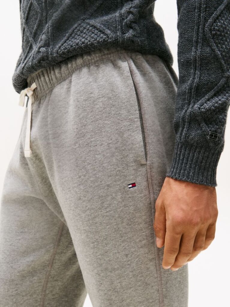 Gri Pantaloni Joggers Din Fleece Cu Mansete  Barbati