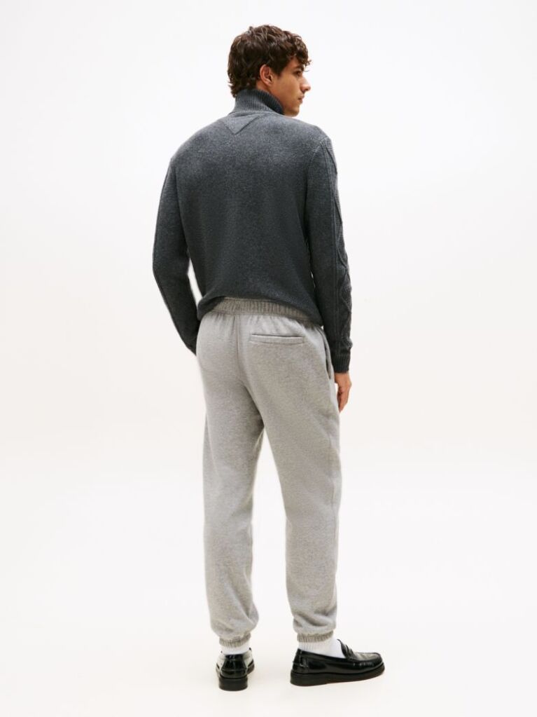 Gri Pantaloni Joggers Din Fleece Cu Mansete  Barbati