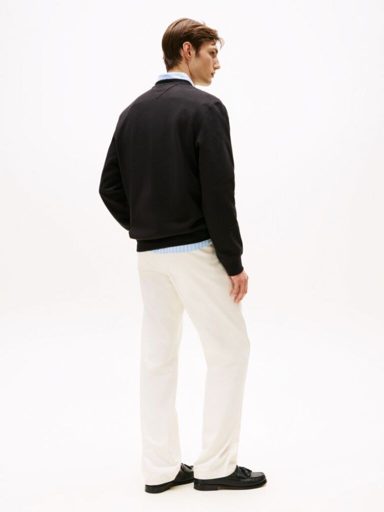 Negru  Hanorac Cu Guler Rotund Din Fleece  Barbati