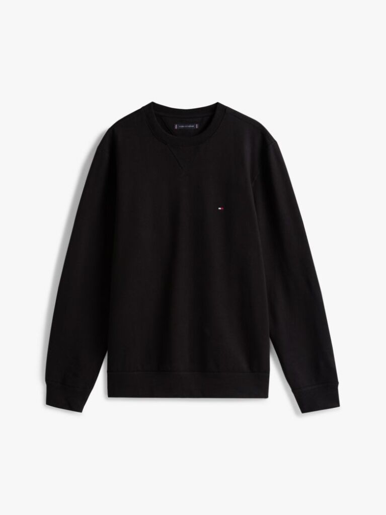 Negru  Hanorac Cu Guler Rotund Din Fleece  Barbati