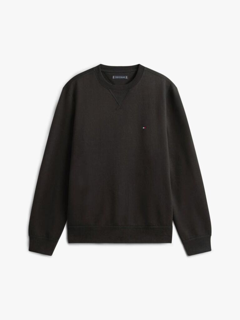 Negru  Hanorac Cu Guler Rotund Din Fleece  Barbati
