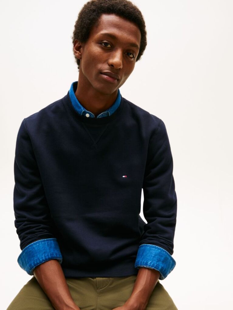 Blue  Hanorac Cu Guler Rotund Din Fleece  Barbati