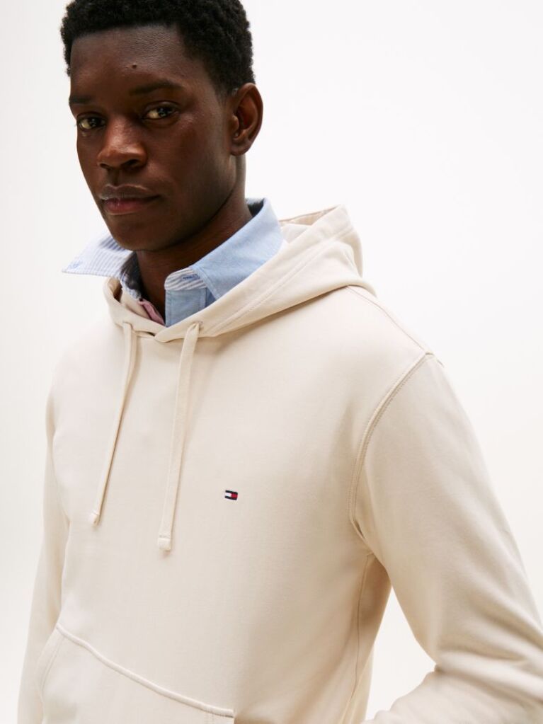 Beige Flag Embroidery Terry Hoody  Men