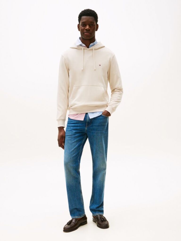 Beige Flag Embroidery Terry Hoody  Men