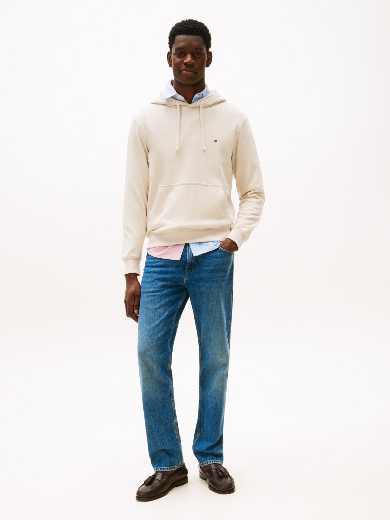 Beige Flag Embroidery Terry Hoody  Men