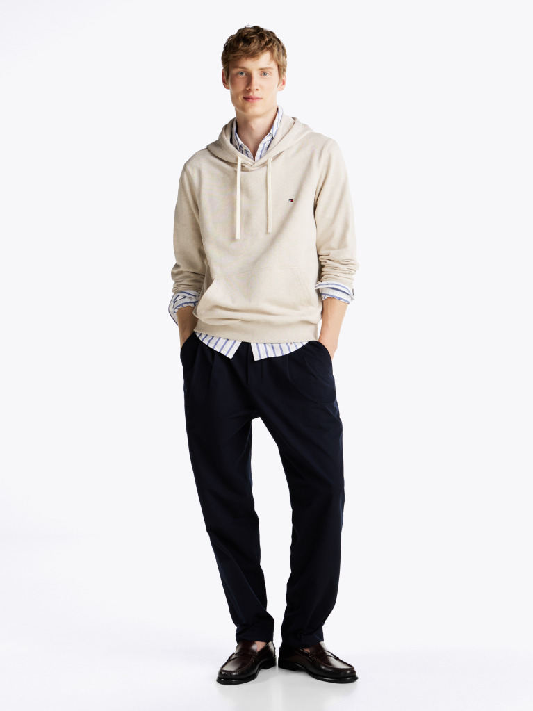 Beige Flag Embroidery Terry Hoody  Men