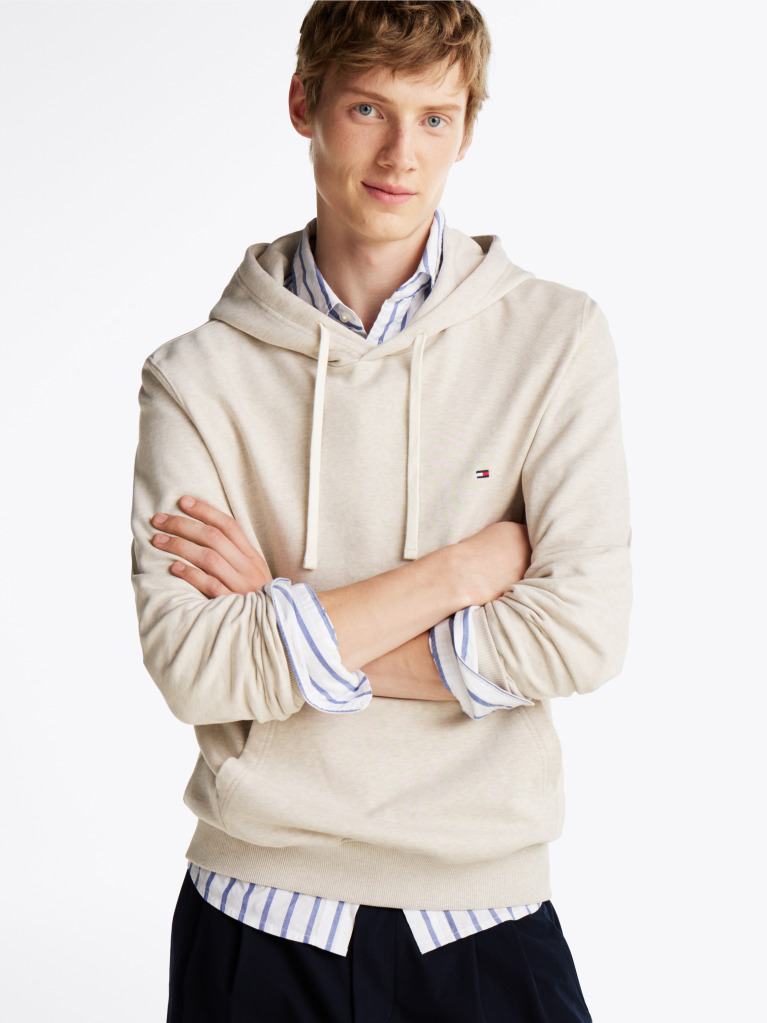 Beige Flag Embroidery Terry Hoody  Men