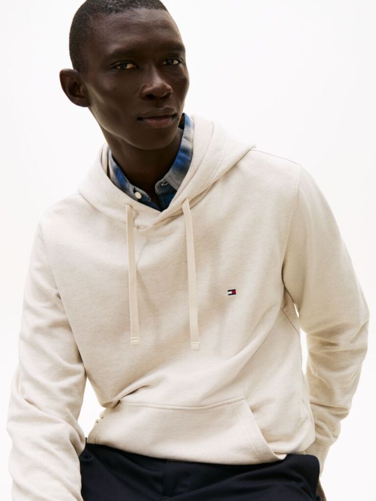 Beige Flag Embroidery Terry Hoody  Men