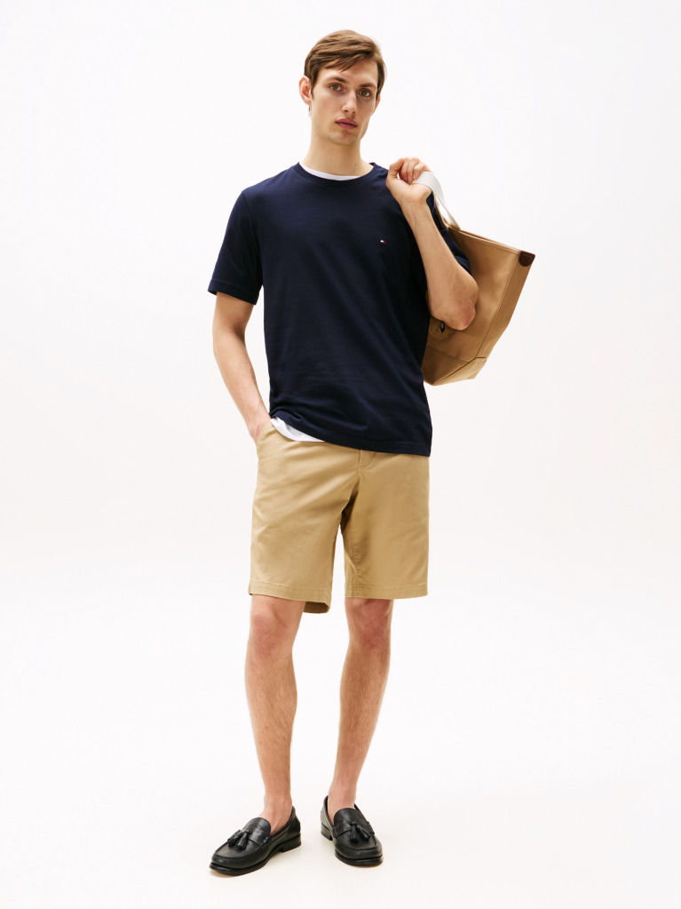 Blue Flag Embroidery Crew Neck T-Shirt  Men