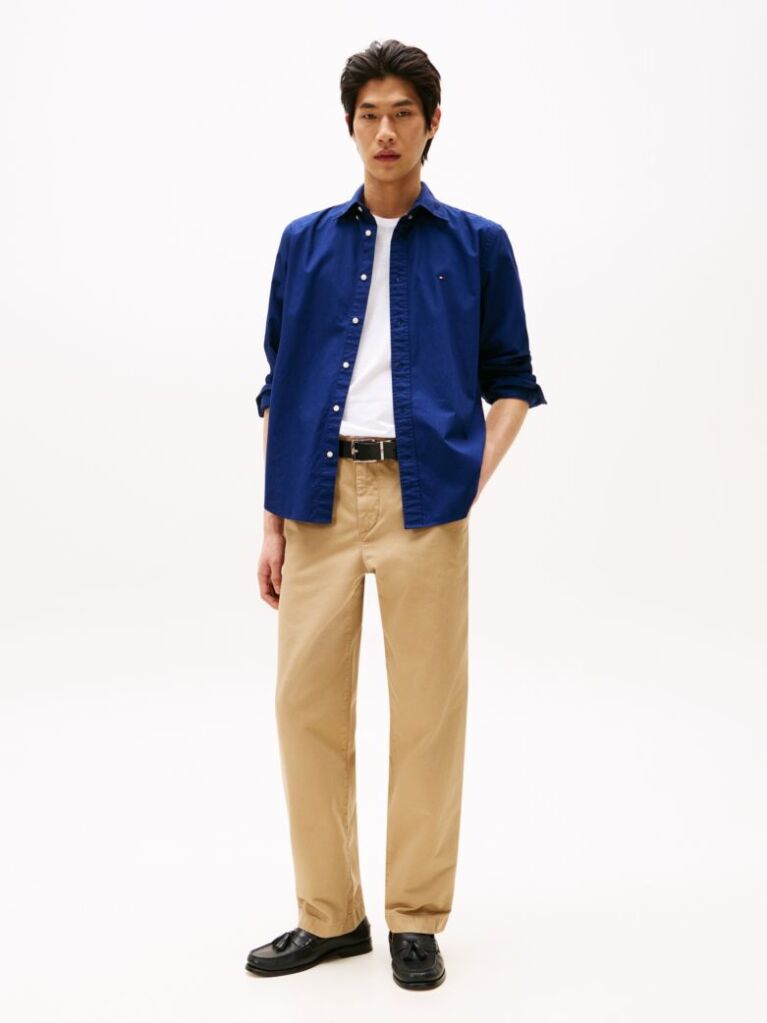 Blue Camasa Poplin Th Flex Cu Croiala Regular  Barbati